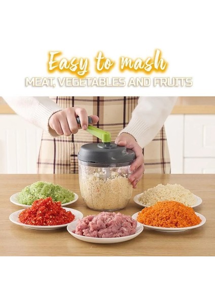 900 ml Mikser Mutfak Robotu Mutfak Manuel Güçlü Yumurta Blender Kıyma Makinesi Sebze Doğrama Parçalayıcı Paslanmaz Çelik Bıçak Kesici (Yurt Dışından) fırsatları