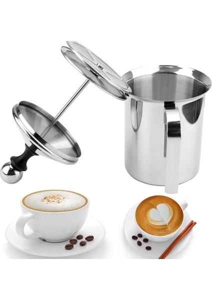 400ML 400/800ML Paslanmaz Çelik Manuel Süt Köpürtücü Süt Kreması Köpük Örgü Kahve Makinesi Mutfak Gereçleri Çift Örgü Köpürtücü (Yurt Dışından) fiyatları