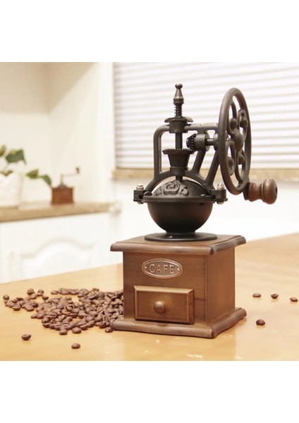 Kahverengi Manuel Kahve Değirmeni Mutfak Retro Tarzı Ahşap Fasulye Değirmeni Taşlama Dönme Dolap Tasarım Vintage Kahve Makinesi Öğütücü Araçları (Yurt Dışından) fırsatları