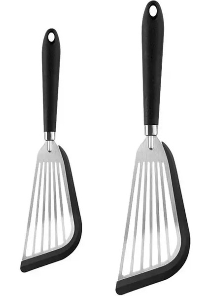Siyah 2 Adet Pişirme Spatula Kolay Temizlenebilir Rahat Saplı Kaymaz Silikon Balık Spatula Tencere Mutfak Kaynağı (Yurt Dışından)