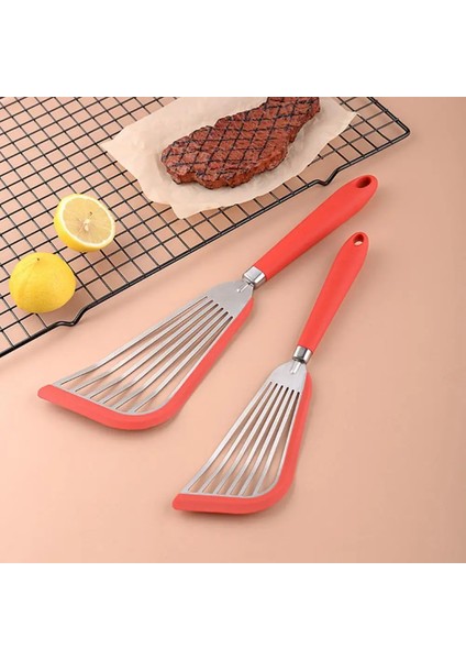 Kırmızı 2 Adet Pişirme Spatula Kolay Temizlenebilir Rahat Saplı Kaymaz Silikon Balık Spatula Tencere Mutfak Kaynağı (Yurt Dışından)