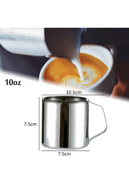 10 Oz Mini Paslanmaz Çelik Süt Sürahi Fincan Kahve Sürahisi Cappuccino Latte Sanat Sürahi Köpürtme Buhar Bardağı Süt Tenceresi Kahve Aksesuarları (Yurt Dışından)