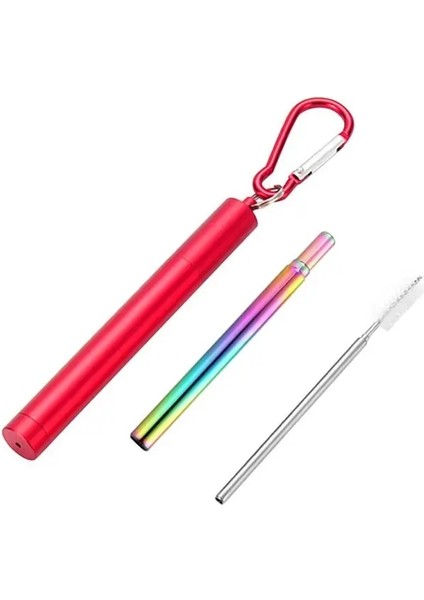 F Yeniden Kullanılabilir Taşınabilir Içme Pipeti Paslanmaz Çelik Teleskopik Pipet Temizleme Fırçası ile Kamp Malzemeleri (Yurt Dışından)