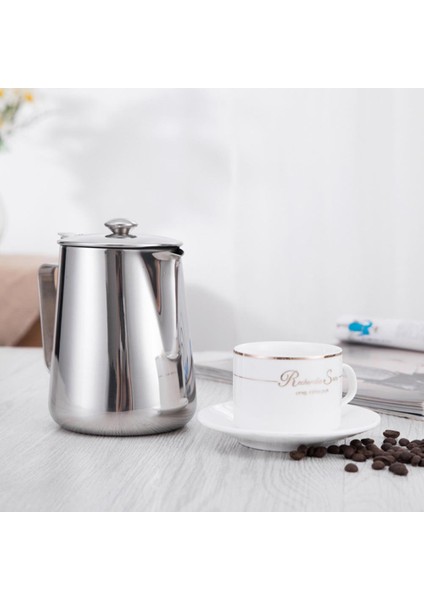 350ML Kahve Latte Süt Köpürtme Kapaklı Sürahi Süt Köpürtücü Fincan Paslanmaz Çelik Kahve Süt Köpürtücü Sürahi Köpürtücü Sürahi Espresso Bardakları (Yurt Dışından)