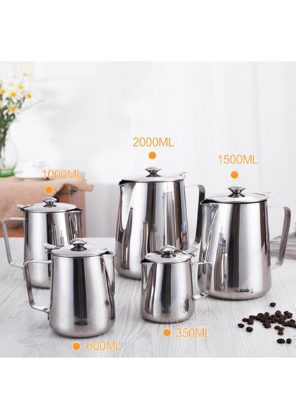 350ML Kahve Latte Süt Köpürtme Kapaklı Sürahi Süt Köpürtücü Fincan Paslanmaz Çelik Kahve Süt Köpürtücü Sürahi Köpürtücü Sürahi Espresso Bardakları (Yurt Dışından)