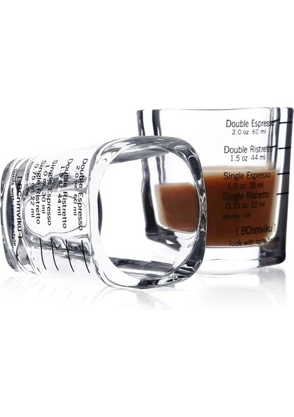 1 Adet Kutusu ile 60ML Malzemeleri Ölçüm Pişirme Kahve Latte Ölçekli Bardaklar Ölçüm Kabı ile Çift Espresso Espresso Ons Kare Trompet Atış 60ML (Yurt Dışından)