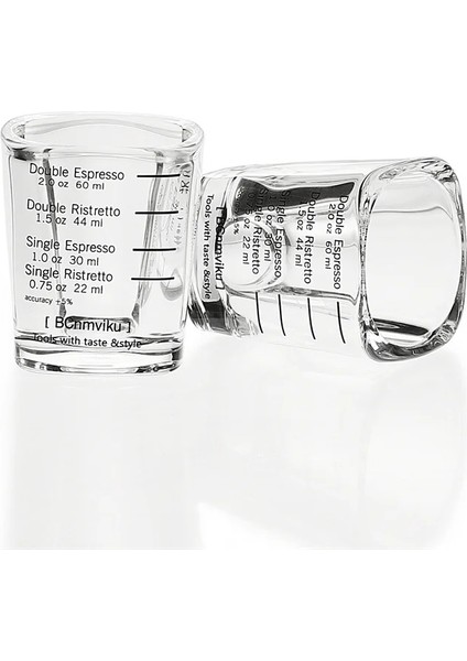 1 Adet Kutusu ile 60ML Malzemeleri Ölçüm Pişirme Kahve Latte Ölçekli Bardaklar Ölçüm Kabı ile Çift Espresso Espresso Ons Kare Trompet Atış 60ML (Yurt Dışından)
