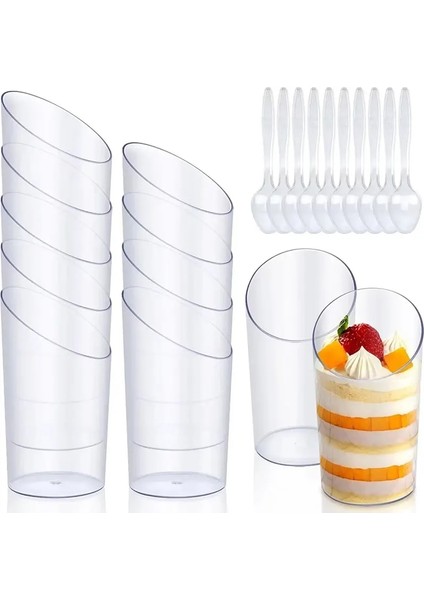15 Adet 15/25 Adet 70 ml Tatlı Bardağı Plastik Dondurma Fincan Puding Meze Kaseler Noel Partisi Malzemeleri (Yurt Dışından)
