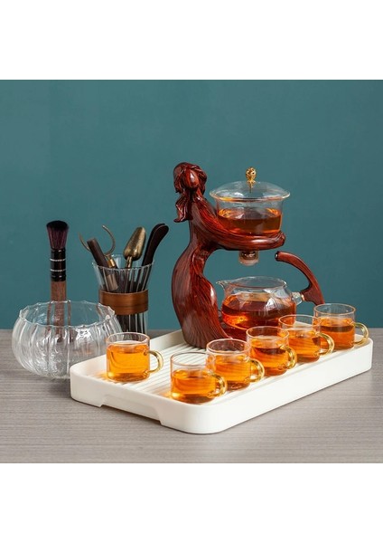 Sadece 6 Bardak Çay Yapma Kungfu Demlik Çay Fincanı Otomatik Çay Seti Isıya Dayanıklı Cam Çaydanlık Tutucu Taban Çay Demlik Çay Gereçleri (Yurt Dışından)