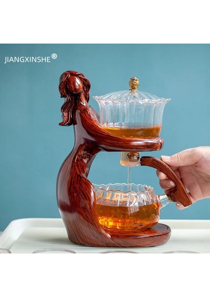 Sadece 6 Bardak Çay Yapma Kungfu Demlik Çay Fincanı Otomatik Çay Seti Isıya Dayanıklı Cam Çaydanlık Tutucu Taban Çay Demlik Çay Gereçleri (Yurt Dışından)