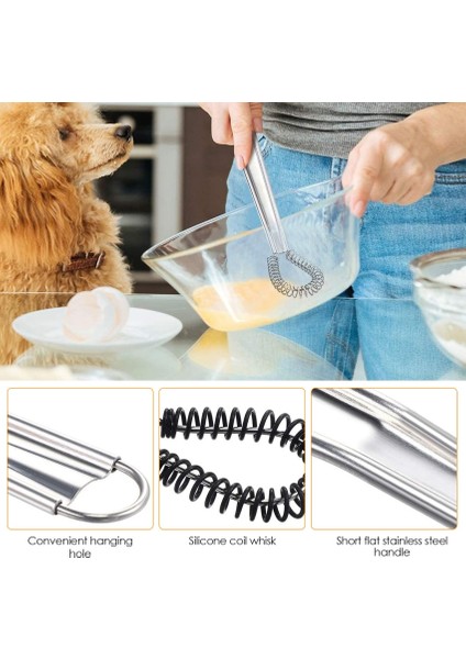 Aa Yumurta Çırpıcı Paslanmaz Çelik Mini Bahar Bobin Çırpma Silikon Çırpma El Sos Karıştırıcı Blender Süt Köpürtücü Köpürtücü Kahve (Yurt Dışından) fırsatları