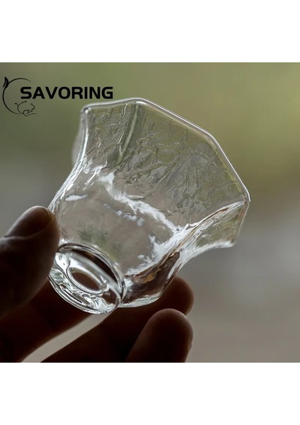 5.5x5 cm 55 ml Japon Çekiç Desenli Cam Küçük Çay Bardağı Çiçek Ağız Isıya Dayanıklı Cam Tek Fincan Kung Fu Çay Usta Fincan Sake Şarap Bardağı (Yurt Dışından) fırsatları