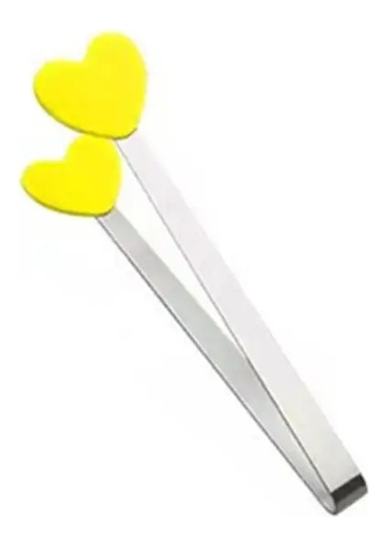 Sarı Aşk Küçük Palmiye Silikon Klip Paslanmaz Çelik Mini Mini Maşa Buz Şeker Et Gıda Maşası Mutfak Eşyası Malzemeleri Silikon Gıda Maşası (Yurt Dışından)