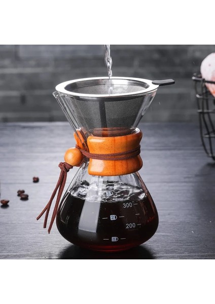 400ML Filtresiz 400ML/2 Fincan Isıya Dayanıklı Cam Espresso Kahve Makinesi Huni Tarzı Makine Üzerine Dökün Filtre Kabı Ahşap Saplı Yeniden Kullanılabilir (Yurt Dışından) fırsatları