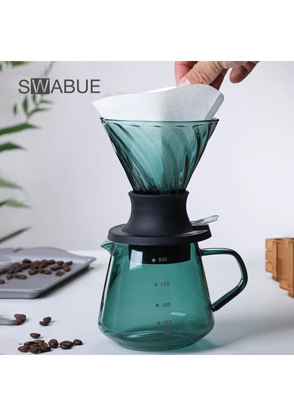 Kahve Filtresi Swabue El Demlenmiş Damla Kahve Makinesi Filtre Fincan Pot Yüksek Borosilikat Cam El Üflemeli Su Isıtıcısı Saplı Kepçe Seti Üzerine Dökün (Yurt Dışından) indirimleri