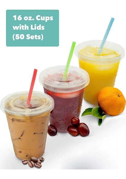 B 100 Adet 100 Takım Tek Kullanımlık Bardak Kubbe Kapaklı Plastik Buzlu Soğuk Içecek Kahve Çay Smoothie Şeffaf Kaymaz Ev Taşınabilir Aksesuarları (Yurt Dışından)