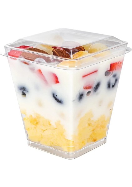 Flate Kapak 20 Adet Plastik Tatlı Kapaklı Bardaklar Kaşık 150ML Servis Bardakları Meze Köpüğü Meyve Parfe Bardak Doğum Günü Partisi Düğün Için (Yurt Dışından) indirimleri