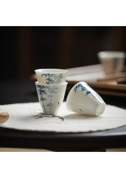 Çay Fincanı 50 ml 2 Adet/grup El Boyalı Bambu Beyaz Çin Bardak Seramik Güzel Çay Bardağı Seti Teaware Kupalar Çay Töreni Çay Fincanı (Yurt Dışından)