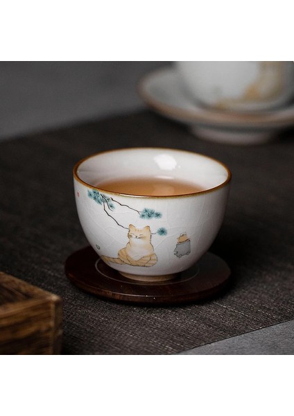 Stil G 150 ml Luwu Büyük Kapasiteli Seramik Çay Fincanı Sevimli Kedi Porselen Çay Bardağı Çin Kung Fu Fincan (Yurt Dışından) indirimleri