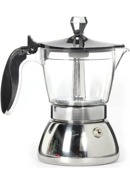 200 ml 4/6 Bardak Mocha Indüksiyon Soba Espresso Makinesi Şeffaf Espresso Moka Pot Makinesi Indüksiyon Ocak Gaz Isıtma Için Başvurun (Yurt Dışından) fiyatları