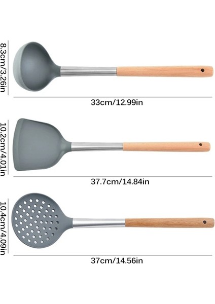 Spatula Mutfak Eşyası Yapışmaz Ahşap Saplı Çorba Kepçesi Kızartma Spatula Oluklu Kaşık Silikon Pişirme Mutfak Eşyaları (Yurt Dışından) fırsatları