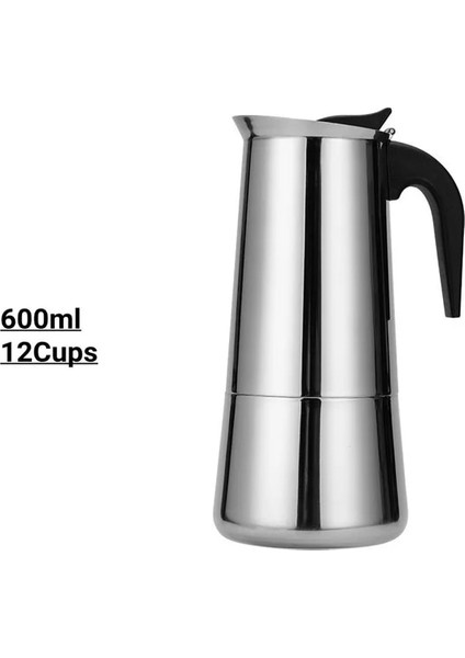 12 Bardak 600 ml S 2/4/6/9/12 Bardak Moka Pot Kahve Makinesi Pot Espresso Latte Soba Üstü Filtre Kahve Makinesi 100 ML/200 ML/300 ML/450 ML/600 ml Cezve (Yurt Dışından)