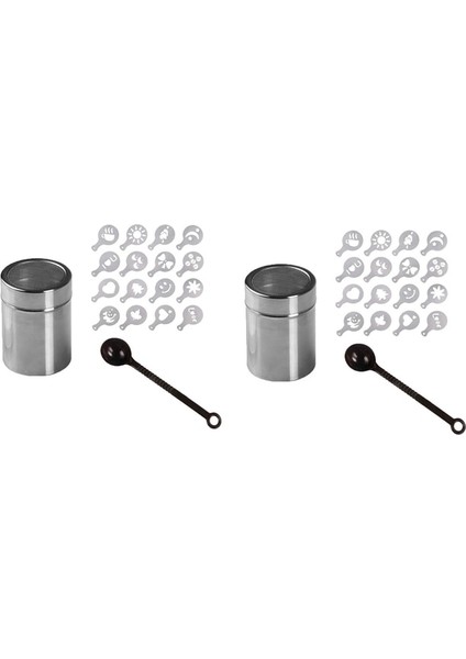 Gümüş 2x Paslanmaz Çelik Cafe Köpük Sprey Şablon Barista Şablonlar Dekorasyon Aracı Çelenk Kalıp Kahve Baskı Çiçek Modeli (Yurt Dışından)