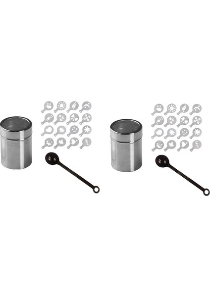 Gümüş 2x Paslanmaz Çelik Cafe Köpük Sprey Şablon Barista Şablonlar Dekorasyon Aracı Çelenk Kalıp Kahve Baskı Çiçek Modeli (Yurt Dışından)