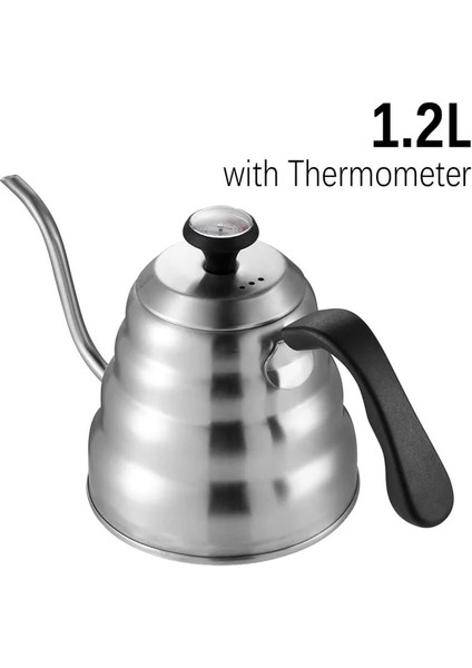 Termometre ile 1.2l 1l/1.2l Damla Su Isıtıcısı Termometre Kahve Üzerine Dökün Moka Pot Espresso Çay Gooseneck Su Isıtıcısı Kahve Aksesuarları Barista Araçları (Yurt Dışından)