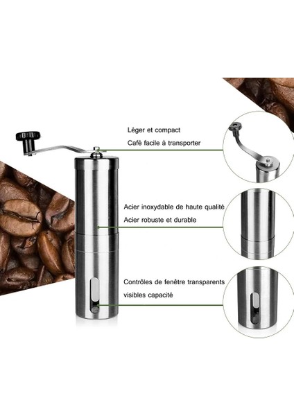 Öğütücü Taşınabilir Kahve Makinesi Fransız Kahve Makinesi 350 ML/1000 ml Paslanmaz Çelik Cezve Fransız Filtre Pres/manuel Kahve Değirmeni (Yurt Dışından)