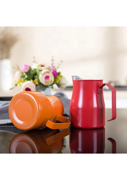 Orange 500ML Paslanmaz Çelik Süt Köpürtme Sürahisi - Kahve Su Isıtıcısı Espresso Üzerine Dökün Buharda Süt Köpürtme Fincan, Latte Sanatı Için Mükemmel (Yurt Dışından)