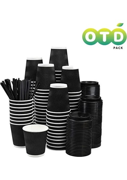 8 Oz Kombo Set 20 Adet Siyah Dalgalı Çift Duvarlı Kağıt Bardaklar, Tek Kullanımlık Kahve Fincanları, Noel Partisi ve Günlük Için Kağıt Bardaklar [kapaklar Isteğe Bağlıdır] (Yurt Dışından)