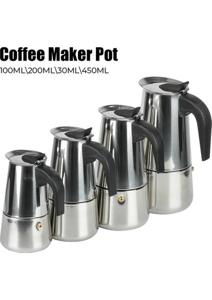 200ML Paslanmaz Çelik Mocha Espresso Latte Soba Filtre 2/4/6/9 Bardak Kahve Makinesi Pot Cezve Mutfak Için Moka Kahve Makinesi (Yurt Dışından)