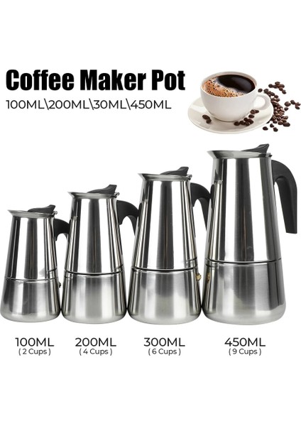 200ML Paslanmaz Çelik Mocha Espresso Latte Soba Filtre 2/4/6/9 Bardak Kahve Makinesi Pot Cezve Mutfak Için Moka Kahve Makinesi (Yurt Dışından) indirimleri