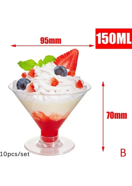 10 Adet-B 5/10 Adet Mini Tek Kullanımlık Plastik Bardaklar Tatlı Bardaklar Şeffaf Köpük Salata Jöle Yoğurt Pişirme Trapez Gıda Kabı Dondurma Fincan (Yurt Dışından)