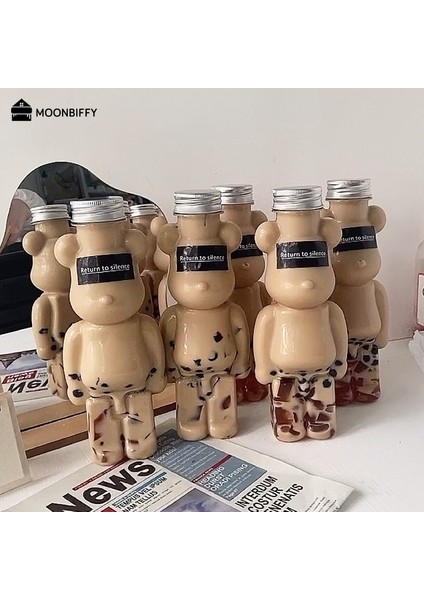 400 ml 1 Adet Tek Kullanımlık Kabarcık Çay Bardağı Karikatür Su Şişesi Kukla Ayı Şekilli Kalınlaşmış Net Meyve Suyu Şişesi Tatlı Bardak Vasos Desechables (Yurt Dışından)