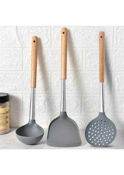 Stil 1 1 Adet Pişirme Alet Takımı Mini Silikon Turner Oluklu Skimmer Spatula Ahşap Saplı Tencere Mutfak Eşyası (Yurt Dışından) fiyatları