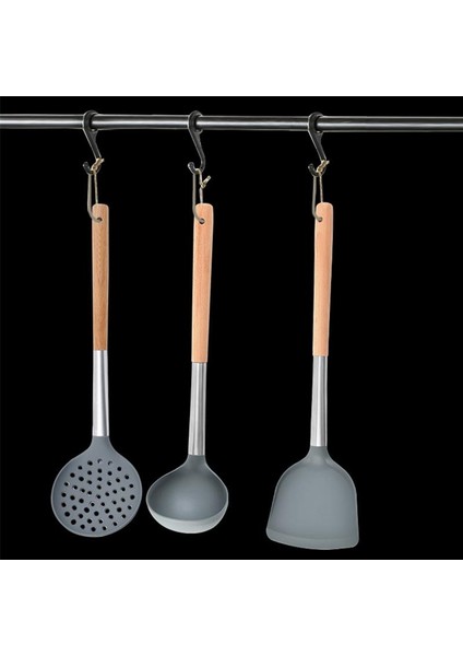 Stil 1 1 Adet Pişirme Alet Takımı Mini Silikon Turner Oluklu Skimmer Spatula Ahşap Saplı Tencere Mutfak Eşyası (Yurt Dışından) modelleri
