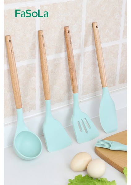 Zeytin Yeşili Fasola Gıda Sınıfı Kişiselleştirilmiş Kayın Saplı Silikon Spatula (Yurt Dışından) modelleri