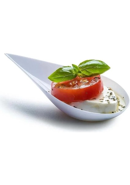 Beyaz 200 Adet Gözyaşı Damlası Mini Meze Tabakları Yeniden Kullanılabilir Plastik Kaşık Mezeler Yemekleri Servis Tabağı Kaşık Seti Catering Tatlı Tadım Bardaklar (Yurt Dışından)