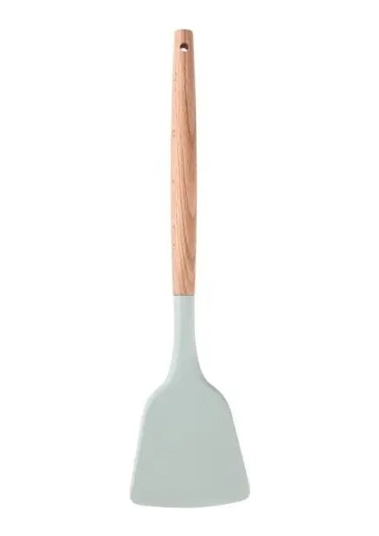 Açık Yeşil Yapışmaz Silikon Pişirme Spatula Uzun Ahşap Saplı Turner Esnek Mutfak Yumurta Balık Kızartma Küreği Ev Mutfak Eşyaları (Yurt Dışından)