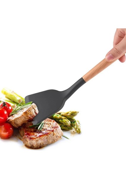 Açık Yeşil Yapışmaz Silikon Pişirme Spatula Uzun Ahşap Saplı Turner Esnek Mutfak Yumurta Balık Kızartma Küreği Ev Mutfak Eşyaları (Yurt Dışından) modelleri