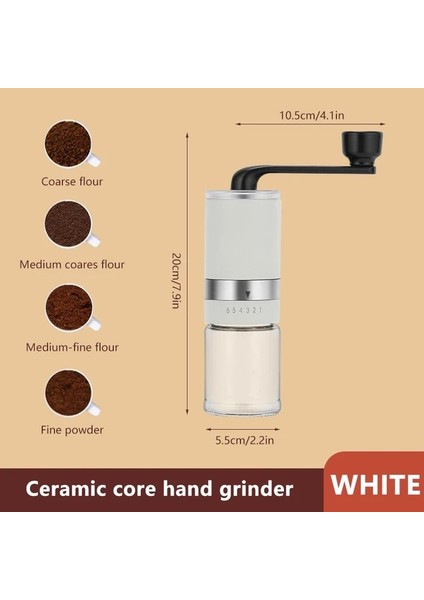Beyaz Ev Taşınabilir Manuel Kahve Değirmeni 6 Dişli Paslanmaz Çelik El Kahve Çekirdeği Değirmeni Espresso Makinesi Seramik Çapaklar ile (Yurt Dışından)