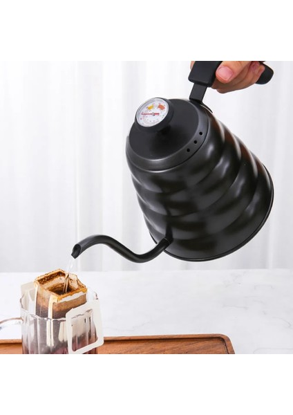 1.2l Termometre Yok 1l/1.2l Kahve Su Isıtıcısı Üzerine Dökün Paslanmaz Çelik Gooseneck Kahve Çay Su Isıtıcısı Termometre Kauçuk Saplı Bulut Damla Su Isıtıcısı (Yurt Dışından)