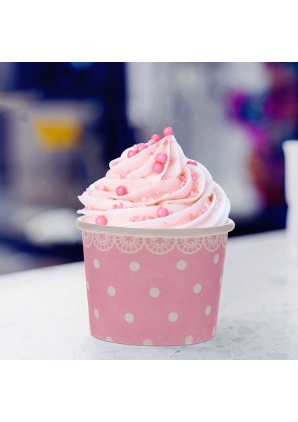 Pembe 50 Adet Dondurma Sundae Bardak Kek Kabı Tek Kullanımlık Sundae Kaseler Bardak Kek Kağıt Bardak Dondurma Kasesi Aperatif Bardak Gargara Bardak (Yurt Dışından)