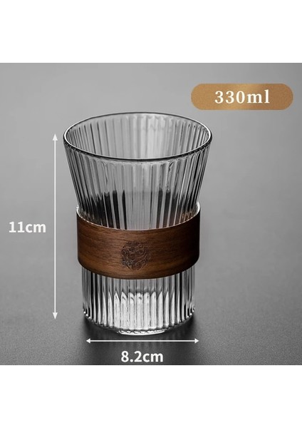 11X8.2 cm 330 ml Japon Tarzı Yaratıcı Isıya Dayanıklı Cam Ev Çay Bardağı Bambu Pad ile Ofis Kalınlaşmış Şeffaf Su Bardağı Yeşil Çay Bardağı (Yurt Dışından)