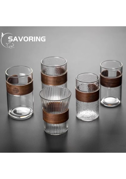 11X8.2 cm 330 ml Japon Tarzı Yaratıcı Isıya Dayanıklı Cam Ev Çay Bardağı Bambu Pad ile Ofis Kalınlaşmış Şeffaf Su Bardağı Yeşil Çay Bardağı (Yurt Dışından)