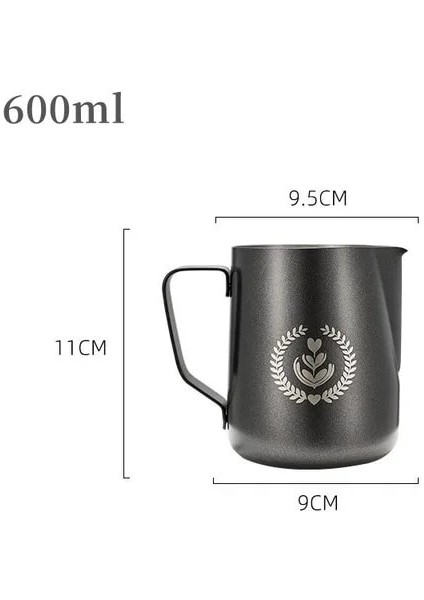 600 ml Siyah B Kahve Sanat Fincan 304 Paslanmaz Çelik Şerit Mezun Kahve Süt Köpük Fincan Latte Vapur Mutfak Kahve Dükkanı Latte Aksesuarları (Yurt Dışından)