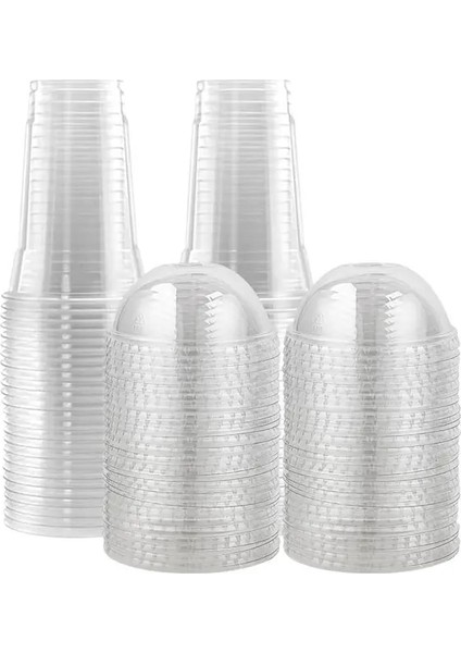 50 Adet 16X9.5CM Bardak Bardak Şeffaf Plastik Meyve Suyu Kapakları Tek Kullanımlık Şişe Içme Sütü Tatlı Kapaklı Buzlu Çay Bardağı Soğuk Kubbe Şeffaf Içecek Kreması (Yurt Dışından)
