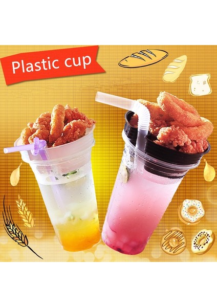 Straw2 500ML 50 Adet 50 Adet Yüksek Kalite 95MM Kalibreli Tek Kullanımlık Kahve Fincanları Parti Iyilik Süt Çay Bardağı Tatlı Bardak Yoğurt Kabı Plastik Bardaklar Plakalı (Yurt Dışından)